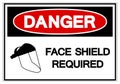 Danger Face Shield Required Symbol Sign ,Vector Illustration, Isolate On White Background Label. EPS10 Royalty Free Stock Photo