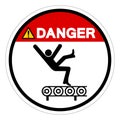 Danger Fall Hazard From Conveyor Symbol Sign, Vector Illustration, Isolate On White Background Label .EPS10