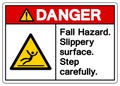 Danger Fall Hazard Slippery Surface Step Carefully Symbol Sign, Vector Illustration, Isolate On White Background Label .EPS10 Royalty Free Stock Photo