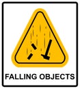 Danger Falling Objects Warning sign. Vector illustration