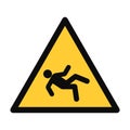 Danger of falling yellow sign