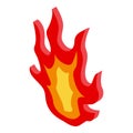 Danger fire flame icon, isometric style