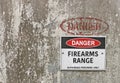 Danger, Firearms Range warning sign Royalty Free Stock Photo