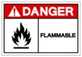 Danger Flammable Symbol Sign ,Vector Illustration, Isolate On White Background Label. EPS10