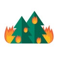 danger of forest fire burning fir trees illustration Royalty Free Stock Photo