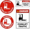 Danger Forklift traffic Floor Sign On White Background