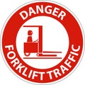 Danger Forklift traffic Floor Sign On White Background