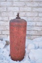 Danger gas bottle. High pressure cylinder valve Royalty Free Stock Photo