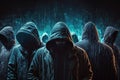 The danger of a hacker breaching a blockchain or computer security system in a cyberpunk world, visualized through Royalty Free Stock Photo