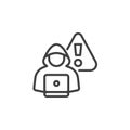 Danger of hacking line icon
