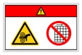 Danger Hand Entangle Left Do Not Remove Guard Symbol Sign, Vector Illustration, Isolate On White Background Label .EPS10