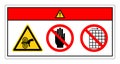 Danger Hand Entangle Left Do Not Touch and Do Not Remove Guard Symbol Sign, Vector Illustration, Isolate On White Background Label