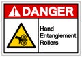 Danger Hand Entanglement Rollers Symbol Sign, Vector Illustration, Isolate On White Background Label .EPS10