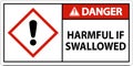 Danger Harmful If Swallowed GHS Sign On White Background