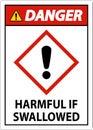 Danger Harmful If Swallowed GHS Sign On White Background