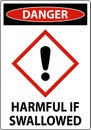 Danger Harmful If Swallowed GHS Sign On White Background