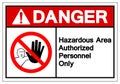 Danger Hazadous Area Authorized Personnel Only Symbol Sign ,Vector Illustration, Isolate On White Background Label .EPS10 Royalty Free Stock Photo