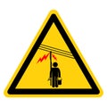 Danger Hazadous Voltage Line Overhead Carry Fishing Symbol Sign ,Vector Illustration, Isolate On White Background Label. EPS10