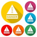 Danger, hazard symbol with long shadow Royalty Free Stock Photo
