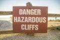 Danger Hazardous Cliffs sign by the beach at Del Mar Southern California Royalty Free Stock Photo