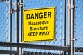 A Danger Hazardous Structure Keep Away sign Royalty Free Stock Photo