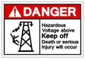 Danger Hazardous Voltage Above Keep Out Death Or Serious Injury Will Occur Symbol Sign, Vector Illustration, Isolate On White