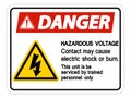 Danger Hazardous Voltage Contact May Cause Electric Shock Or Burn Sign Isolate On White Background,Vector Illustration