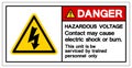 Danger Hazardous Voltage Contact May Cause Electric Shock Or Burn Symbol Sign, Vector Illustration, Isolated On White Background Royalty Free Stock Photo