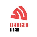 Danger Head Red Piranha fish animal logo concept design