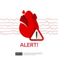 danger heart attack alert symbol. heartbeat or beat pulse icon. heart care cardiology. world heart day concept for banner or poste Royalty Free Stock Photo