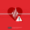 danger heart attack alert symbol. heartbeat or beat pulse icon. heart care cardiology. world heart day concept for banner or poste Royalty Free Stock Photo