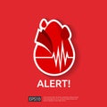 danger heart attack alert symbol. heartbeat or beat pulse icon. heart care cardiology. world heart day concept for banner or poste Royalty Free Stock Photo