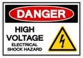 Danger High Voltage Electrical Shock Hazard Symbol Sign, Vector Illustration, Isolated On White Background Label .EPS10 Royalty Free Stock Photo