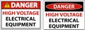 Danger High Voltage Equipment Sign On White Background