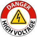 Danger High Voltage Floor Sign On White Background