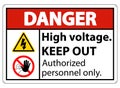 Danger High Voltage Keep Out Sign Isolate On White Background,Vector Illustration EPS.10 Royalty Free Stock Photo