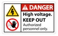 Danger High Voltage Keep Out Sign Isolate On White Background,Vector Illustration EPS.10