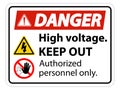 Danger High Voltage Keep Out Sign Isolate On White Background,Vector Illustration EPS.10 Royalty Free Stock Photo