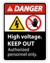 Danger High Voltage Keep Out Sign Isolate On White Background,Vector Illustration EPS.10 Royalty Free Stock Photo