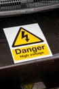 Danger High Voltage sign on machinery Royalty Free Stock Photo