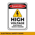 Danger High Voltage Signs with Warning Message for Industrial Areas, Easy To Use And Print Design Templates. Royalty Free Stock Photo