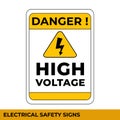 Danger High Voltage Signs with Warning Message for Industrial Areas, Easy To Use And Print Design Templates. Royalty Free Stock Photo