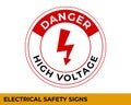 Danger High Voltage Signs with Warning Message for Industrial Areas, Easy To Use And Print Design Templates Royalty Free Stock Photo