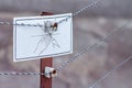 Danger High Voltage warning sign on an electrified fence Royalty Free Stock Photo