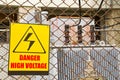 Danger high voltage warning sign Royalty Free Stock Photo