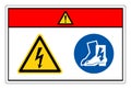 Danger High Voltage Wear Electric Shoes ymbol Sign, Vector Illustration, Isolate On White Background Label. EPS10