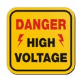 Danger high voltage - yellow sign Royalty Free Stock Photo