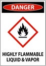 Danger Highly Flammable Liquid and Vapor GHS Sign Royalty Free Stock Photo