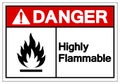 Danger Highly Flammable Symbol Sign, Vector Illustration, Isolate On White Background Label .EPS10 Royalty Free Stock Photo