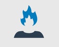 Danger Icon .Man with Flame headed.